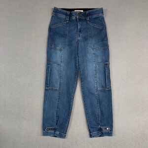 Democracy Jeans Womens 6 Blue Straight Ankle Cargo Utility Ab Technology Denim